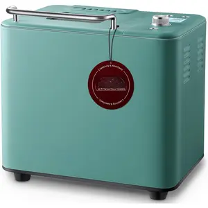 Bread Maker 20-IN-1, Dual Heater 2LB Bread Machine Stainless Steel Bread Maker Machine Nonstick Ceramic Pan Compact for Gluten Free/Sourdough/Whole Wheat Bread/Yogurt, Breadmaker Recipe-Green