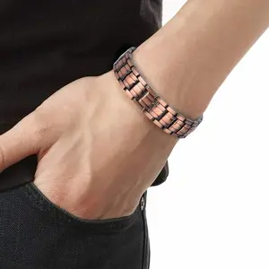 Mens Basic Copper Medical Magnetic Link Bracelet Arthritis