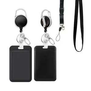 ID Card Holder with Lanyard & Keychain, 1 Set Detachable Lanyard & Badge Holder, Identification Badges & Supplies for Office Worker