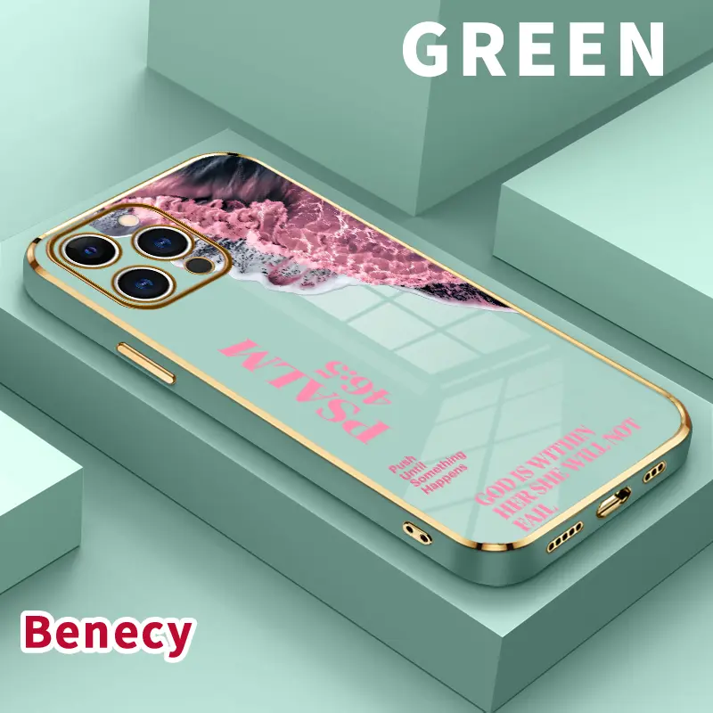 Luxury Electroplated Phone Case for iPhone 15 Pro Max 16 14 Plus 13 12 11 X XS Max XR Psalms Excerpt Pattern Soft TPU Silicone Ultra Slim cellphone Cover