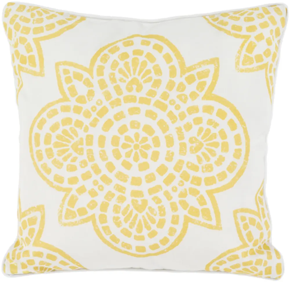 Livabliss HM003-2020 Hemma Handwoven Decorative Throw Pillow - Bright Yellow & White, Artisan-Made, 100% Polyester, 20x20x4", 4 inches Thick, Outdoor Safe, for Home Bedding, Hemma Throw Pillow