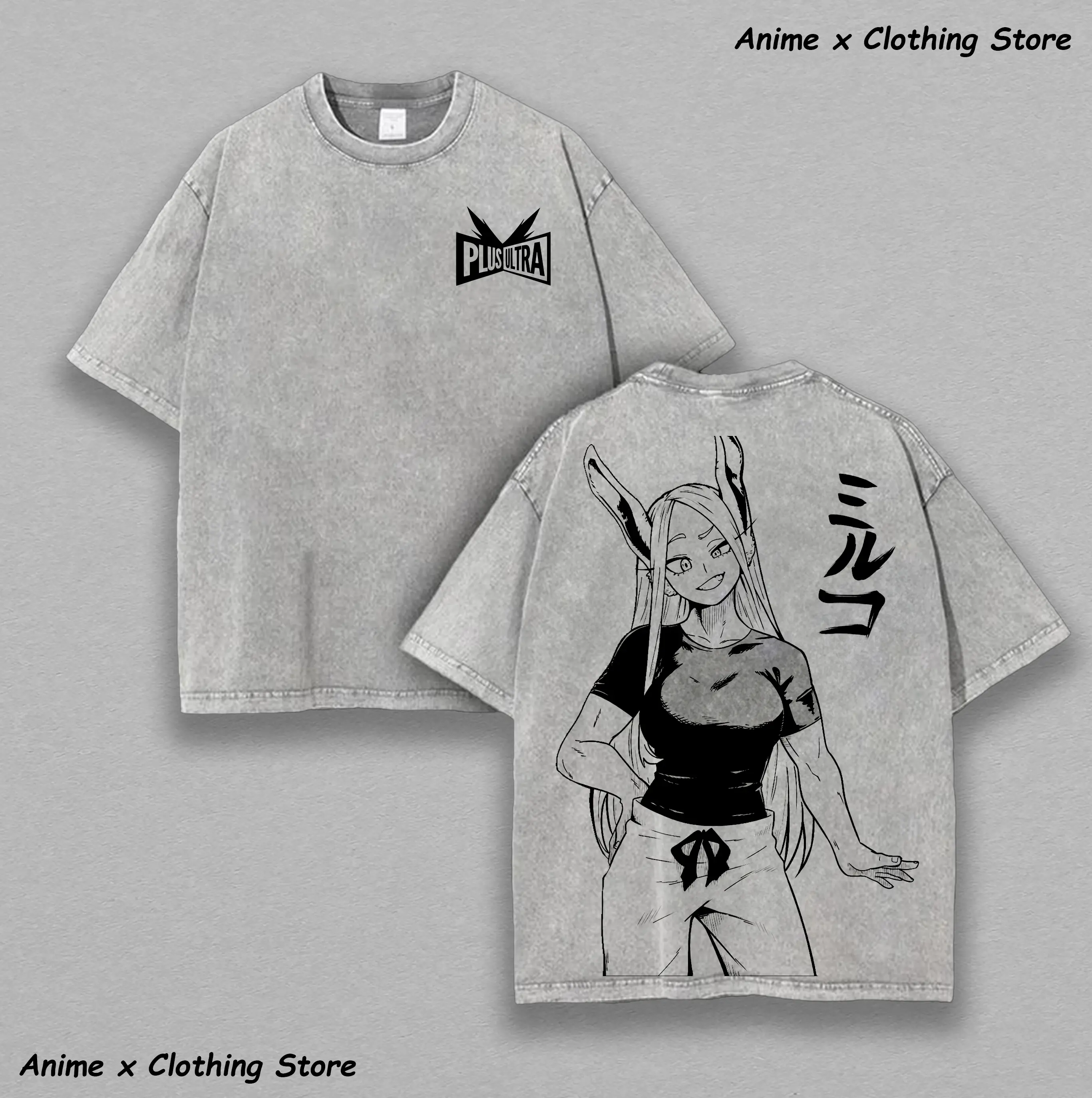 Mirko "Rabbit Hero" Tee | My Hero Academia Oversized Washed Vintage Shirt – Double-Sided Anime Graphic & 230gsm Heavy Cotton Shonen Streetwear.