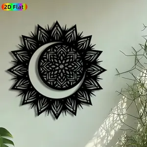 1pc Crescent Moon Mandala Metal Wall Art, Bohemian Moon Statue Mural, Boho Decor, Intricate Craftsmanship, Perfect for Ramadan, Diwali Decor, Perfect for Living Room Patio Wall Yoga Studio Decor, Ideal Gift for Mandala Art Enthusiasts.