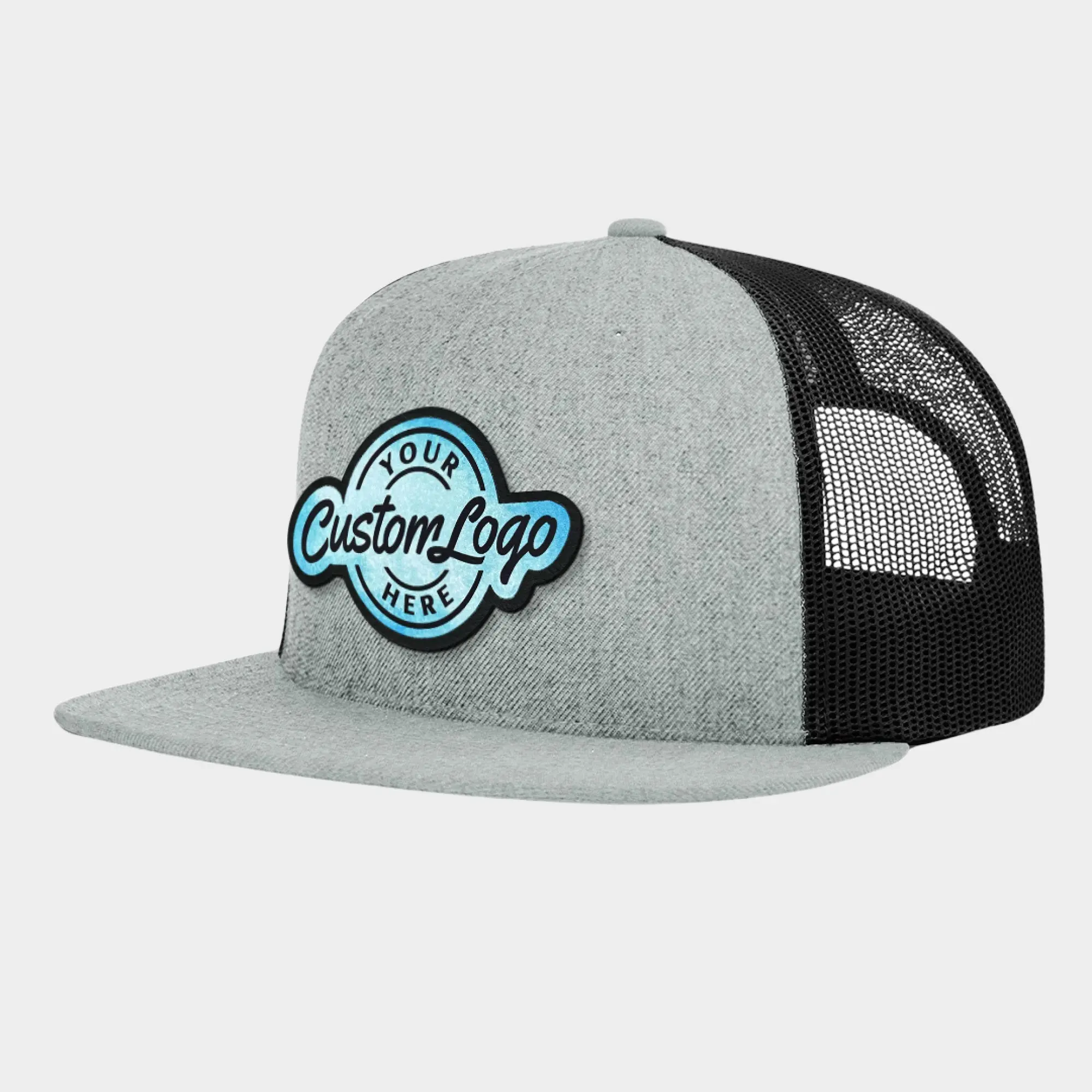 Custom Full-Color Leather Patch Flatbill Trucker Hat - Richardson 511