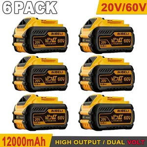 6-PACK Dewalt 12.0Ah 20V/60V Lithium-ionBattery Pack DCB606 DCB609 DCB612 forCordless Power Tools Rechargeable HighCapacity