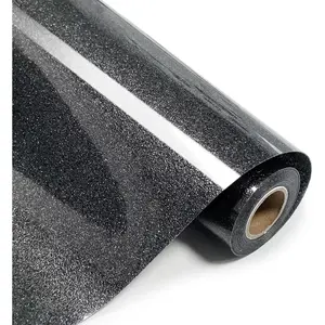 Black Glitter HTV Heat Transfer Vinyl Rolls- 10" x 8ft. Glitter HTV Black for Shirts. Iron on Vinyl and Heat Transfer Vinyl for All Cutters Machines. Easy to Cut & Weed Heat Vinyl Designs
