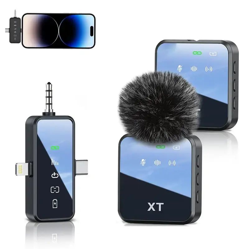 3 in 1 Wireless Lavalier Microphone for iPhone Android & Camera, Mini Clip-On Mic for Video Recording TikTok YouTube Interview, Noise Cancelling, 328ft Range, 18H Battery, Instrument