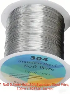 1 Roll 0.3mm Soft 304 Stainless Steel Wire 100m, Ideal for Jewelry Making, Beading, Bead Threading, DIY Crafts, Flexible Durable, Metal Finish