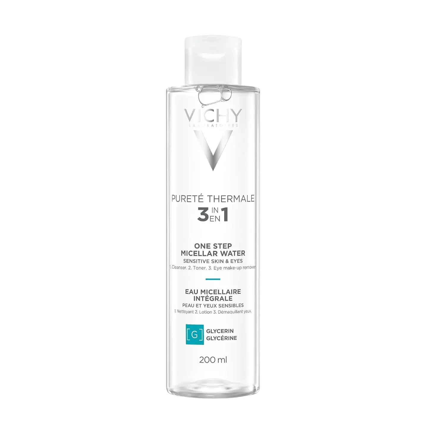 VICHY Pureté Thermale Micellar Water Eye Makeup Remover & Toner 6.76oz |   Gentle facial toner and makeup remover with vitamin B5 hydrates skin for face. No rinse needed.