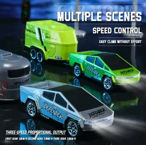 Futuristic Mini RC Truck 1:64 Truck with Trailer Off Road Speed Control Alloy Body