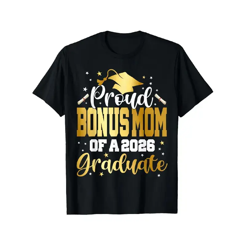 Men's Slim Fit Soft Fabric Menswear Casual Short-Sleeve T-Shirt, 2026 Proud Bonus-Mom Graphic Top for Everyday Wear