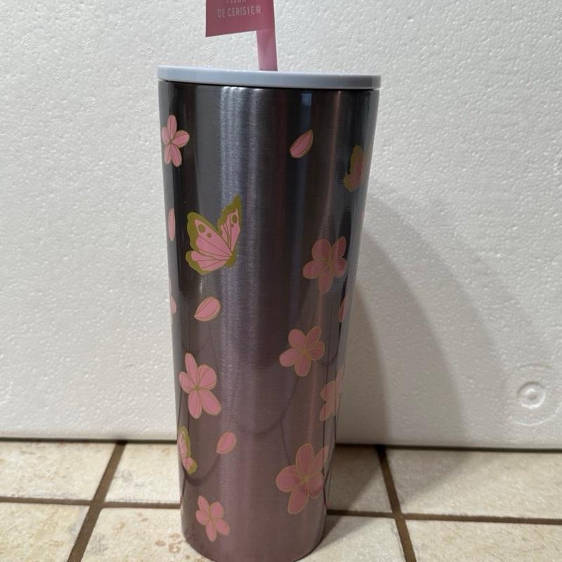 STARBUCKS CHERRY BLOSSOM SPRING 2025 METAL TUMBLER 24 FL. OZ. Cup