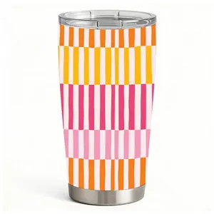 20oz Colorful Striped Pattern Stainless Steel Tumbler， Tumbler with Lid Double Wall Vacuum Insulated Travel Mug