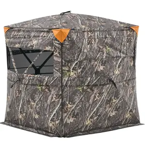 VEVOR Hunting Blind, TikTokShopBlackFriday, 2-3 Person See Through Ground Blinds with Carrying Bag, 360 Degree Portable Camouflage Tent, Durable Concealed Shelter with Silent Side Door and Window, for Turkey and Deer