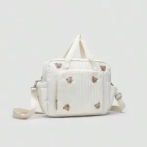 Women's Fashion Embroidered Handbag, Large Capacity Baby Diaper Bag, Stylish Crossbody Travel Shoulder Bag for Daily Use & Outdoor Activities, Lightweight Diaper Handbag