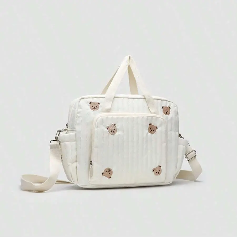 Women's Fashion Embroidered Handbag, Large Capacity Baby Diaper Bag, Stylish Crossbody Travel Shoulder Bag for Daily Use & Outdoor Activities, Lightweight Diaper Handbag