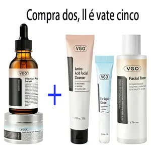 VGO Skincare Five-step Routine Vitamin C Moisturizing Repair Daily Care All-in-One Set Cleanser Moisturizer-B Cleansing Moisture Maintenance Kit Ultimate Kit