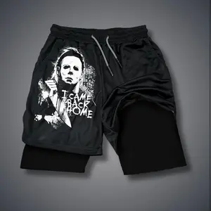 Ghost Clothing  Double-Layer Sports Shorts Graphic Shorts Black Shorts Camo Shorts Streetwear Shorts Men Outfits Men Short Shorts Vacation Outfits Shorts
