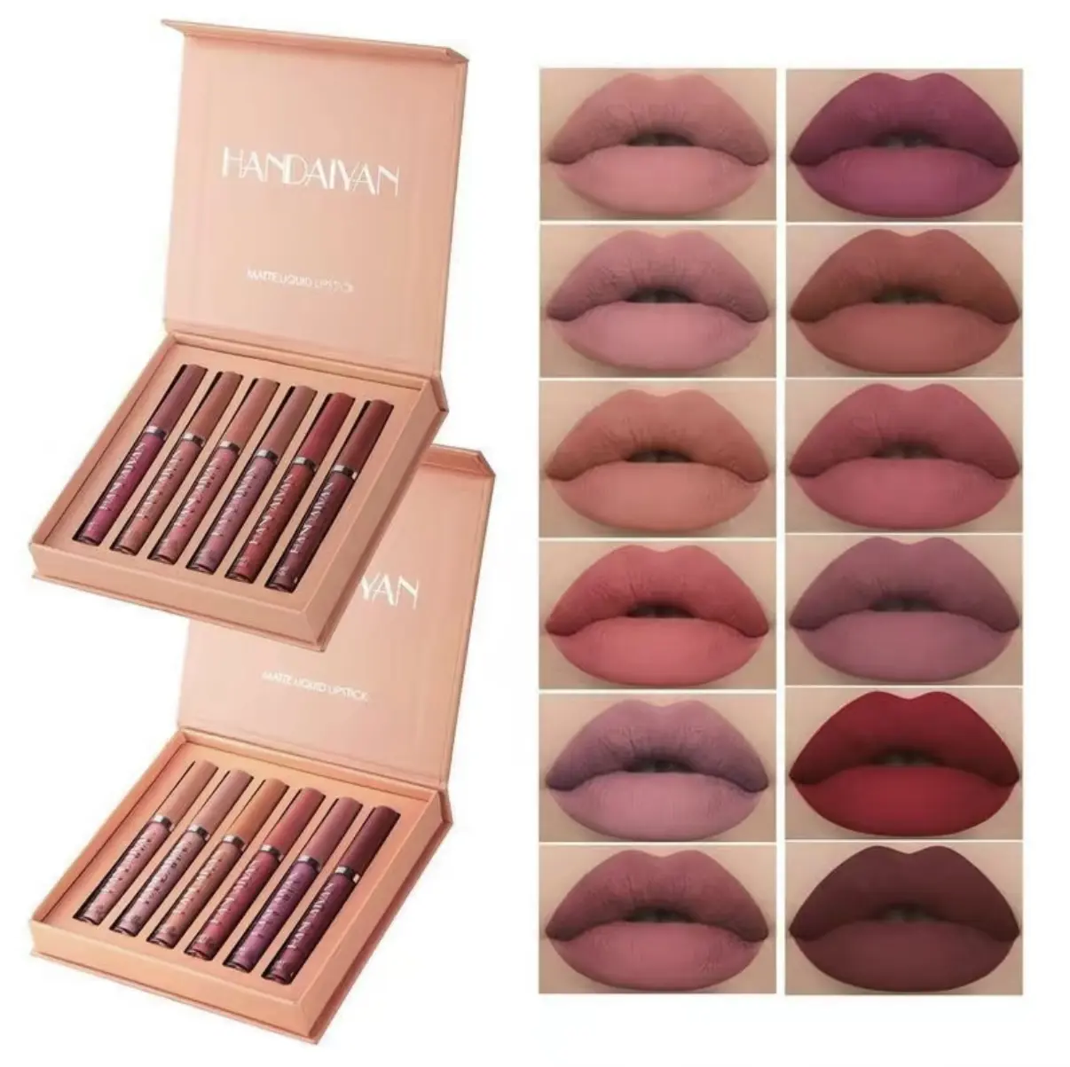 Long-lasting Matte Lip Glaze Set, 6 Counts/box Waterproof Lip Gloss, Moisturizing Hydrating Matte Lipstick, Suitable for All Occasions Lip Makeup