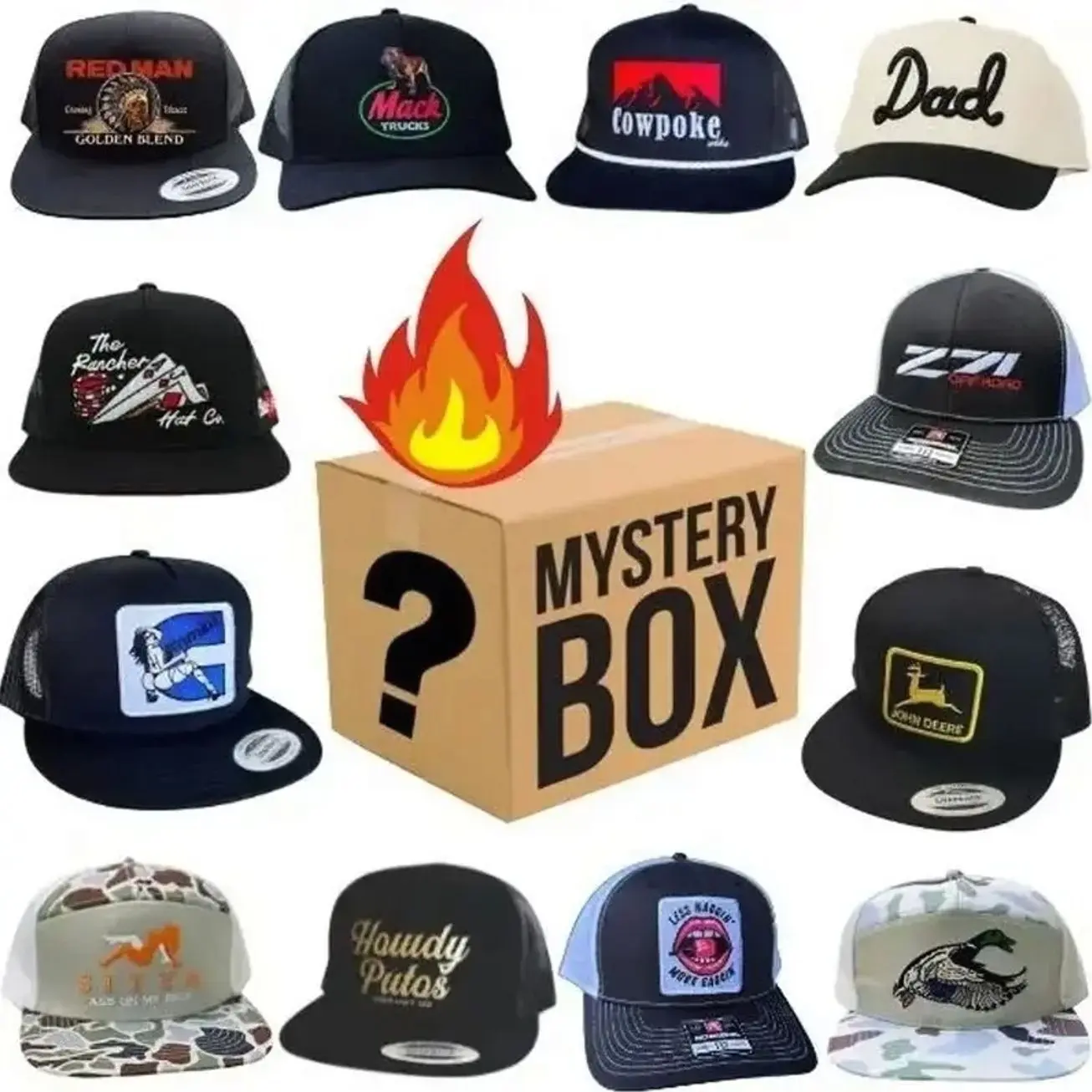 Vintage Mystery Box Trucker Hat, Vintage Retro Patch Snapback Caps Grab Bag, Random Y2K Streetwear Hats Gift for Men