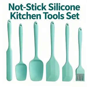 6-Piece Non-Slip Heat-Resistant Silicone Kitchen Tool Set, Food Grade Safe Baking Tools for Cake Decoration & Cooking, Detachable Easy Clean Design, Baking Supplies