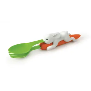 SNACK RABBIT - Kids Nesting Utensil Set with Bunny Spoon and Carrot Fork