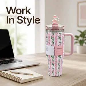 40oz 304 Stainless Steel Vacuum Insulated Tumbler - Lightweight, Sturdy Water Bottle with Handle, Straw Lid, Leakproof, 20H Cold Retention, Car Cup Holder Compatible, Camping Flask, Graduation Gift, US Stock