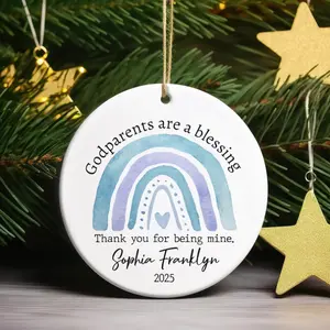 Godparents Ornament - Godmother Gift 2025 - Personalised Christening Baptism Gift - Godmother Godfather Godchild Ornament Keepsake