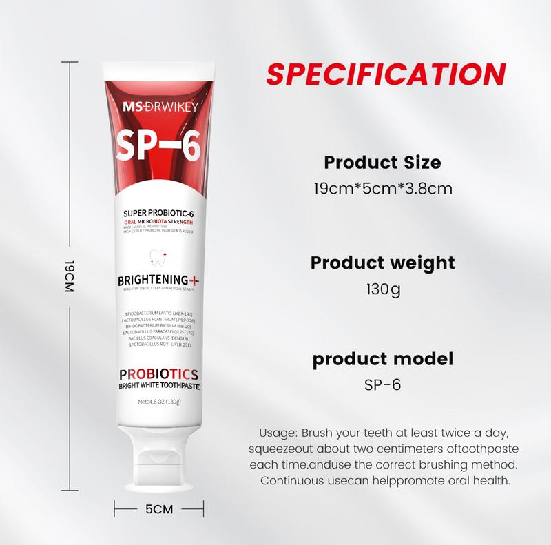 MSDRWIKEY SP-6 Probiotic Fresh Breath Toothpaste Set - 130g x 3 | Enamel Protection & Long-Lasting Freshness | Oral Care