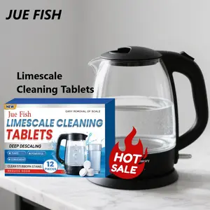 Jue Fish Limescale Cleaning Tablets 12pieces of Water Bottle Cleaning Effervescent Tablets for Convenient Soaking Without Scrubbing Dissolving Scale and Maintaining Clean Water Bottle Body