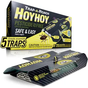 HOY HOY Trap A Roach - Bait Glue Traps, Great for Home with Kids & Pets Indoor, Sticky Pest Control Trap, Roach Killer, Made in Japan 5 Traps