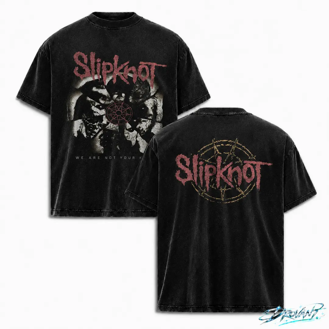 Slipknot We Are Not Your Kind Vintage Washed Oversized Graphic Tee, Unisex Metal Streetwear, Y2K Clothing, Front Back Print Shirt, A Comfortable Summer Gift