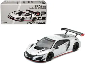 Honda NSX GT3 EVO22 Silver Metallic "Brazilian Event Exclusive" 1/64 Die Cast Model Car by Pop Race