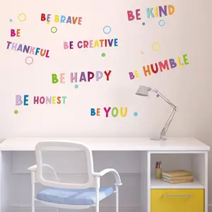 Colorful Inspirational Wall Stickers, Motivational Quotes Decals for Classroom, Kids Room, Preschool, Toy Store Decor, Creative Thankful Brave