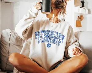 Coquette Veterinary Medicine T-Shirt, Sweatshirt & Hoodie - Toile De Jouy Animal Doctor Gift, Blue Ribbon Shirt, Vet Tech Pullover Cotton Crewneck
