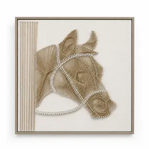 3D Horse String Art Wall Decor, 31.5 x 31.5 Inch Framed Jute Thread Wall Art, Not a Print, Ready to Hang Hanging Hangable Ornaments Decoration