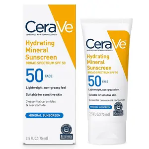 CeraVe Mineral Sunscreen Lotion SPF 50 Face Lotion with Zinc Oxide 2.5 oz 2.5oz