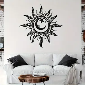 Metal Sun, Moon, and Star Vintage Wall Art Unique Artwork - Easy to Hang Modern Home Decor Decoration in Living Rooms and Outdoor Spaces