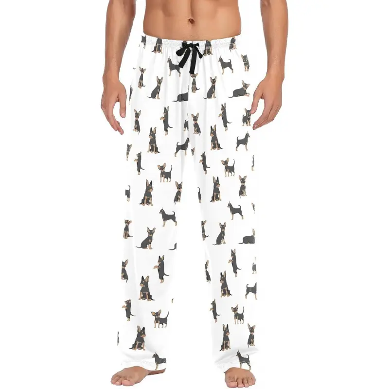 Men's Cotton Pajama Pants Soft Comfy Sleep & Lounge Pants Chihuahua Pjs Bottoms with Pockets