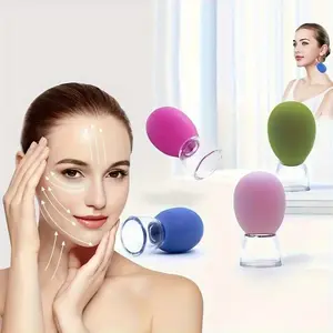 4pcs Blue Silicone Facial Massager Cups, Detachable Face Body Eye Cheek Massage Tools, Alcohol-Free Battery-Free Easy Operation, Body Care Tool, Facial Cupping Tool