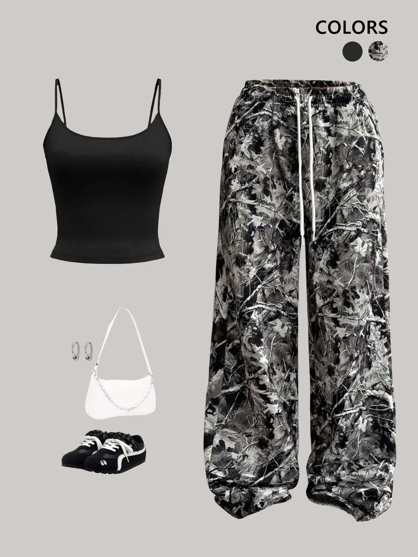 Strapless Top & High Waist Camo Pants Set with Drawstring, Adjustable, Comfortable and Stylish, Perfect for Casual Streetwear, Trendy Tiktok Fashion, All Seasons