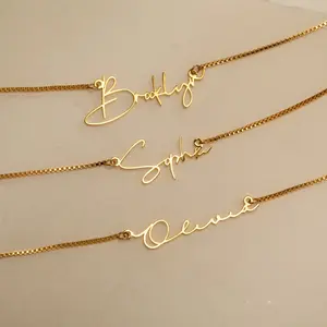 Personalised Gold Color Name Necklace with Box Chain  Custom Name Necklace Handmade Jewelry Personalised Birthday Gift for Her Mom 2026 New