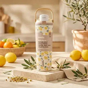 Owala Lemon Floral 30oz Stainless Steel Water Bottle Leakproof Built In Straw Travel Tumbler