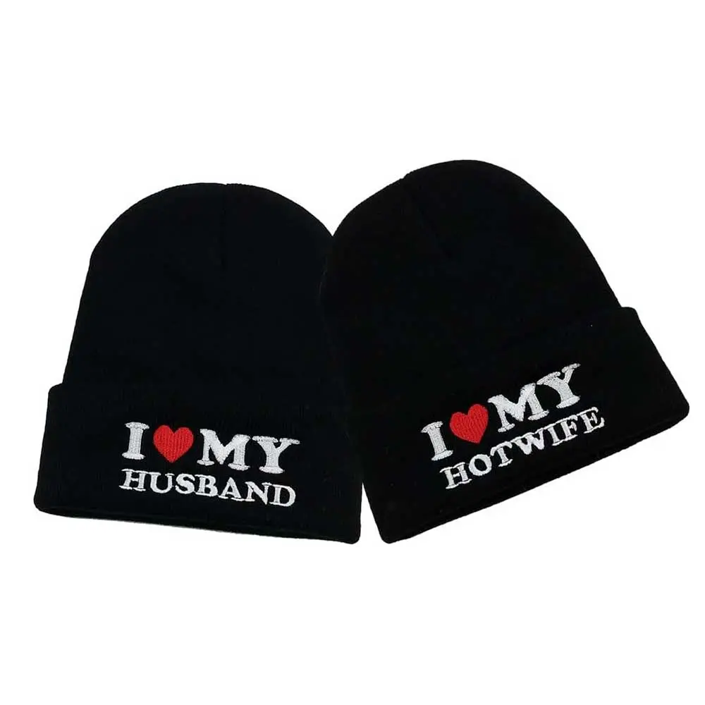Heart My Husband Hotwife Beanie Matching Beanie for Valentine Black Hat, Couple Beanie