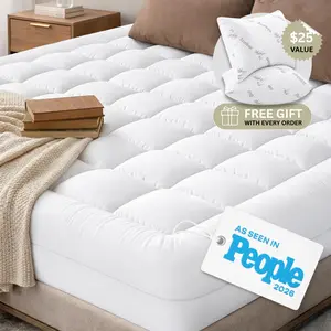 Niagara Cloud-Like 100% Cotton Mattress Topper – Breathable & Cooling Pillow Top for Hot Sleepers, White