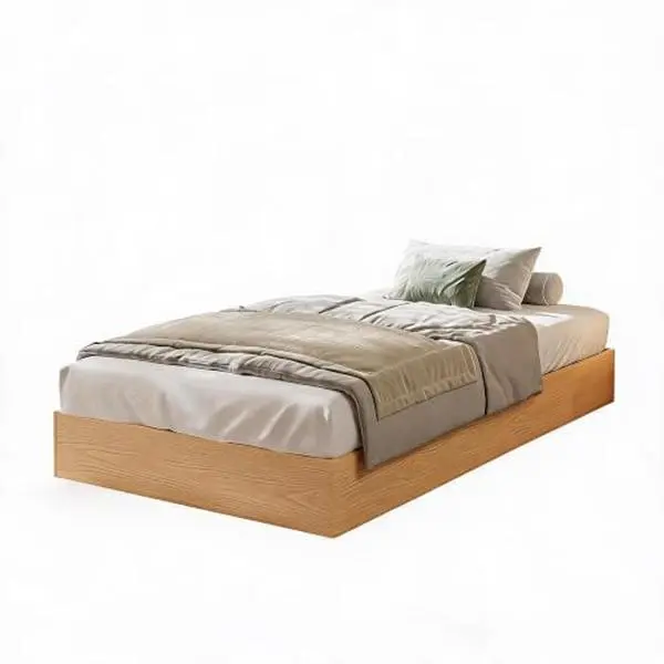 Japanese Modern Wooden Platform Bed Frame – Twin Size | Pine | Minimalist & Durable