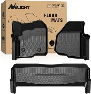 Nilight TPE Floor Mats - Custom Fit for Ford F250 F350 F450 SuperCrew Crew Cab 2012-2016, All-Weather Heavy-Duty Floor Liners with Fiber Matting, Car Interior Protector & Accessories, Car Accessories