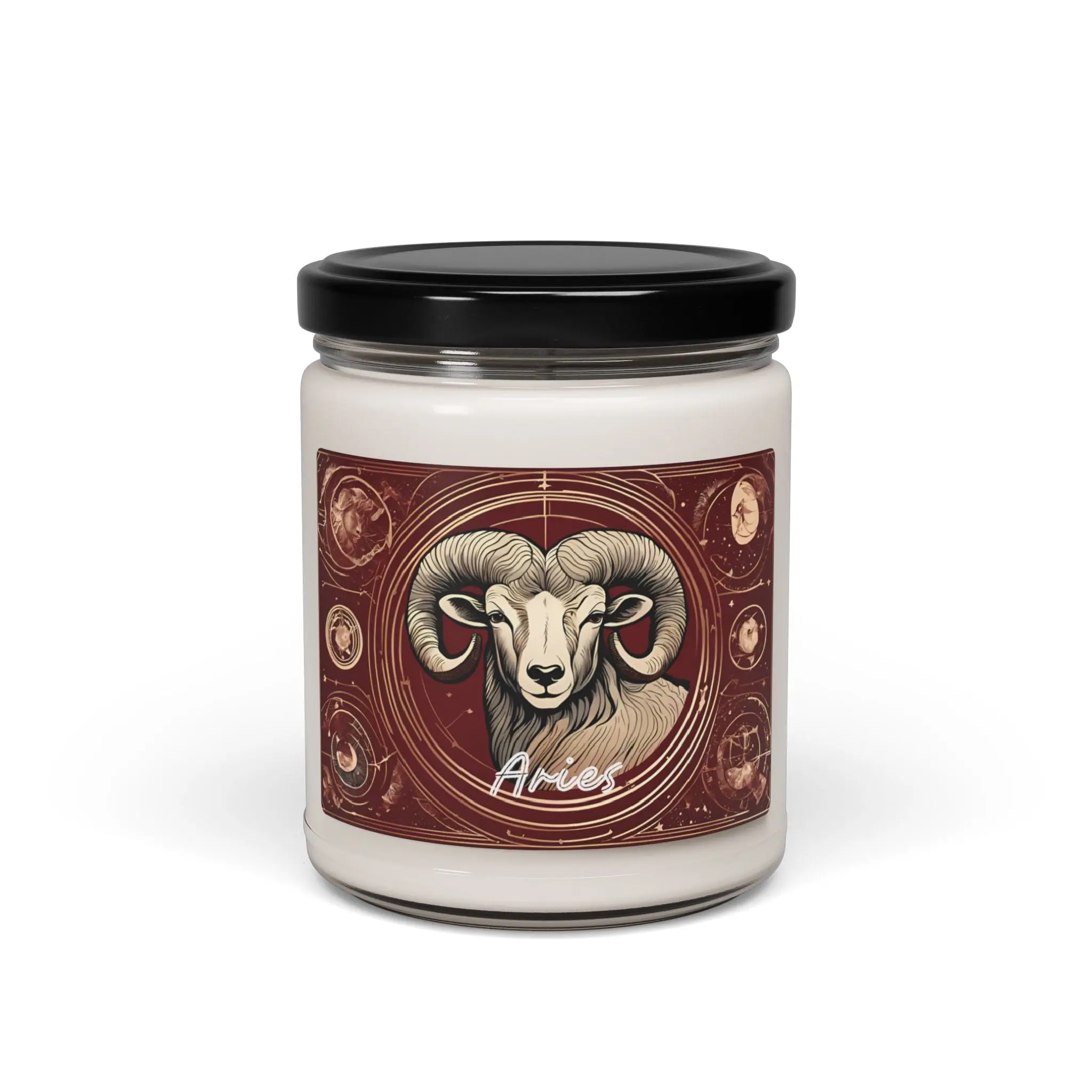 Aries Inspired Zodiac Sign 9 oz Soy Wax Candle with Cotton Wick - Perfect for Aries Season and Aries Birthday Decor Gift