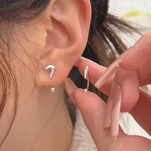 2pc earrings for women S925 Playful Symbol Design,Clean Girl Fresh, Y2K ,Screw Back Cartilage Earrings,Teens & Young Adults ,Back to School,Durable  Hypoallergenic