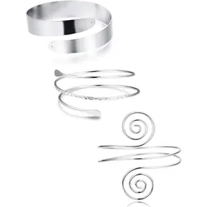 Cassieca 3-6 Count Minimalist Coil Upper Armband Adjustable Cuff Armlet Arm Cuff Bracelet Filigree Swirl Daily